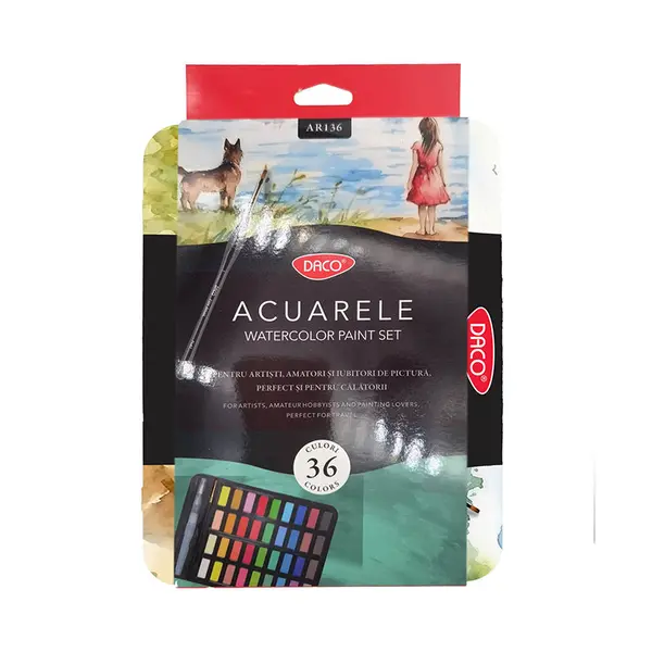 Acuarele pastila, 36culori/set, Daco