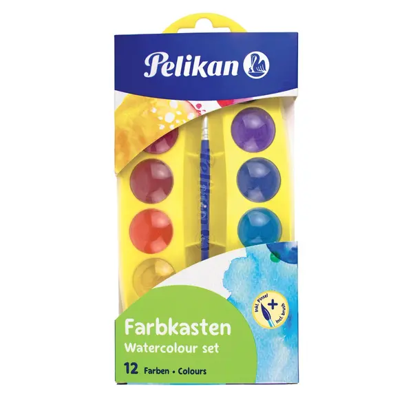 Acuarele pastile, 12culori/set+pensula, Junior Pelikan