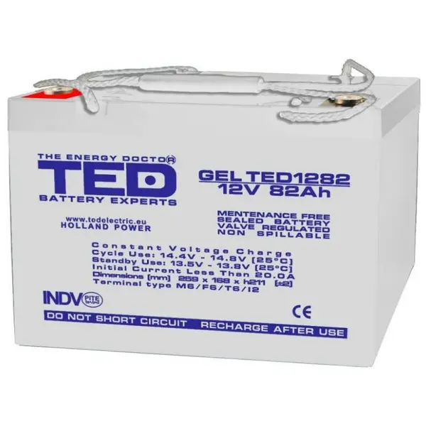 Acumulator 12V Gel Deep Cycle, Baterie 12V 82Ah M6, Ted Electric Ted003478, Ted1282