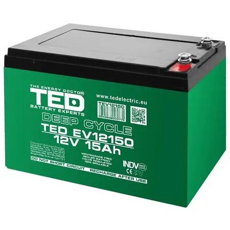 Acumulator AGM VRLA 12V 15A Deep Cycle 151mm x 98mm x h 95mm pentru vehicule electrice M5