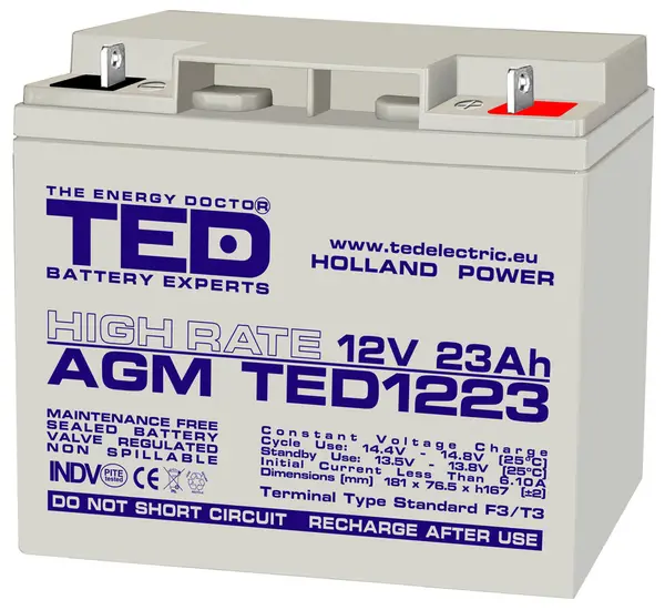 Acumulator AGM VRLA 12V 23Ah High Rate TED Battery Expert Holland TED003348
