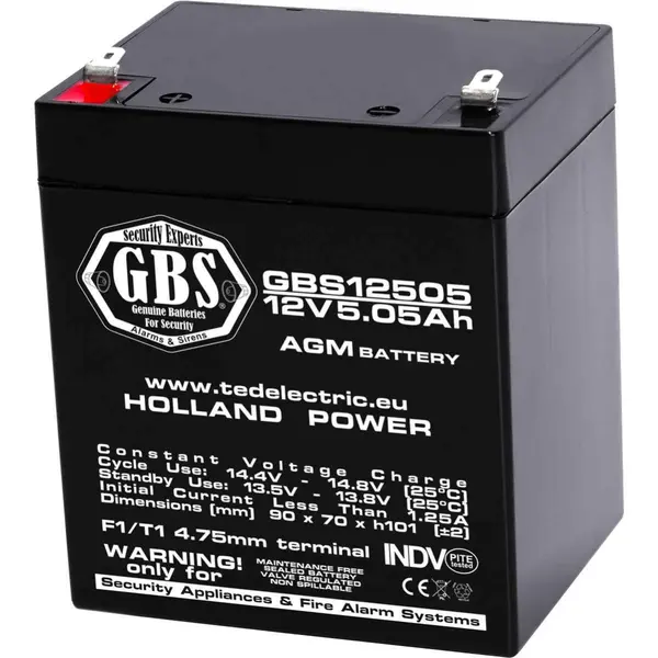 Acumulator AGM VRLA, 12V, 5.05Ah, terminal F1-T1, GBS002631