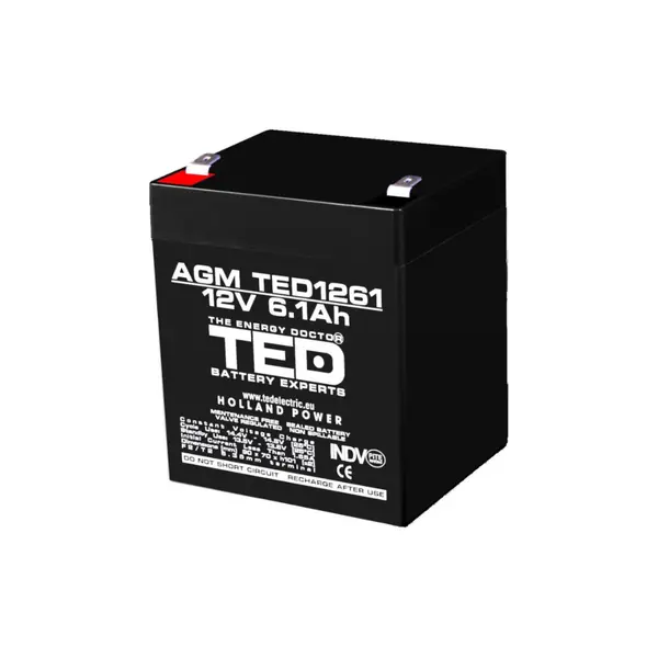 Acumulator AGM VRLA 12V 6,1Ah terminal F2 TED Battery Expert Holland TED003171