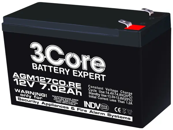 Acumulator AGM VRLA 12V 7Ah pentru sisteme de securitate, terminal F1, 3Core
