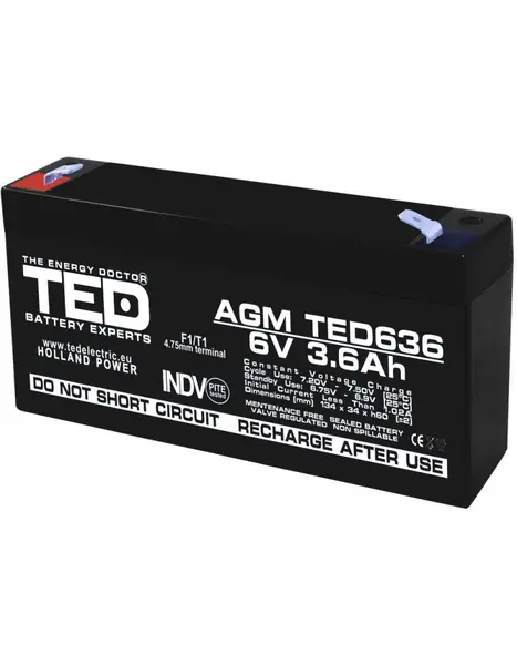 Acumulator AGM VRLA 6V 3,6Ah TED Battery Expert Holland TED002891