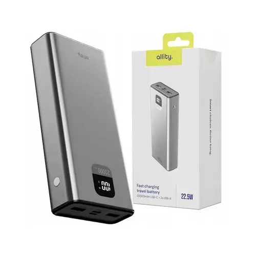 ​Acumulator extern Allity APB-100, PD QC, 22.5W, 20000 mAh (Gri)