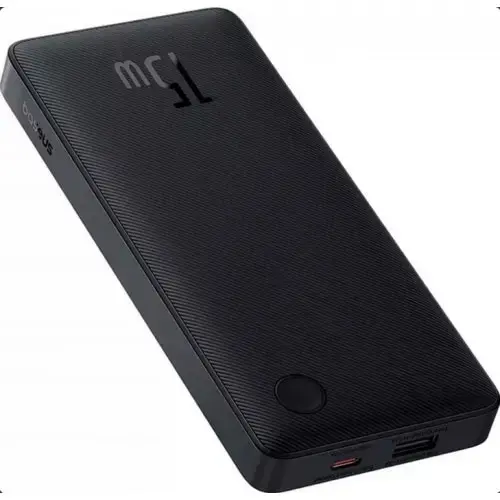 Acumulator extern Baseus Airpow Lite, 10000mAh, 15W, 1 x USB-A, 1x USB Type-C, total 3A, include cablu 30cm USB la USB Type-C (Negru)