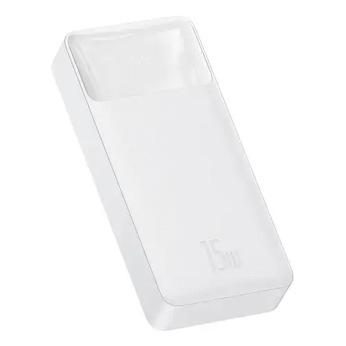 Acumulator extern Baseus Bipow Overseas Edition, 20000mAh, 15W, 2xUSB, 1xUSB-C, 1xMicroUSB, Indicator baterie (Alb)