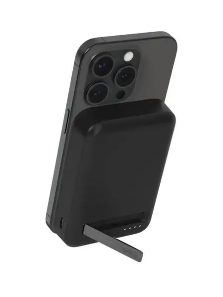 Acumulator extern Belkin BPD008btBK BoostCharge Pro, Qi2, 10000 mAh, MagSafe, cu stand (Negru)