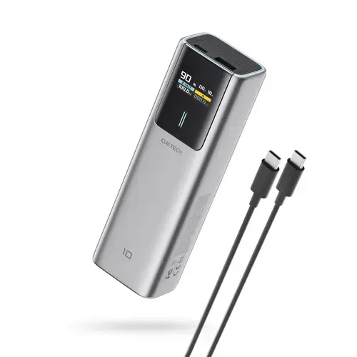 Acumulator extern Cuktech P+ Series 1C1A, 10000 mAh, 150 W, 1 x USB, 1 x USB Type-C (Gri)