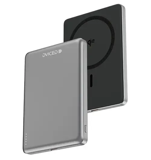 Acumulator extern Dviced DV400007 Qi2 Ultrathin, Wireless, 15 W, MagSafe, 5000mAh (Negru/Gri)