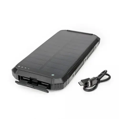 Acumulator extern Platinet 10000mAh, Incarcare Wireless 15 W, Incarcare solara (Negru)