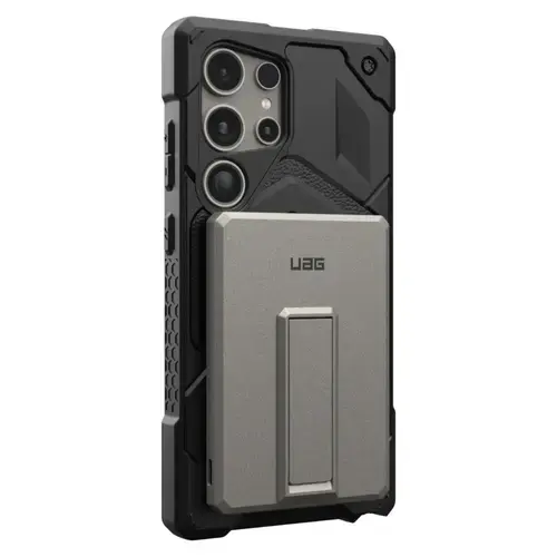 Acumulator extern UAG Slim 5.000mAh, Magnetic, Wireless, 20W, cablu Type-C, cu stand (Gri titan)