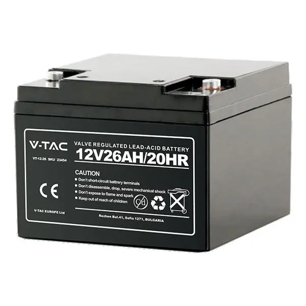 Acumulator gel plumb 12V 26Ah, terminale M5, V-Tac SKU-23454