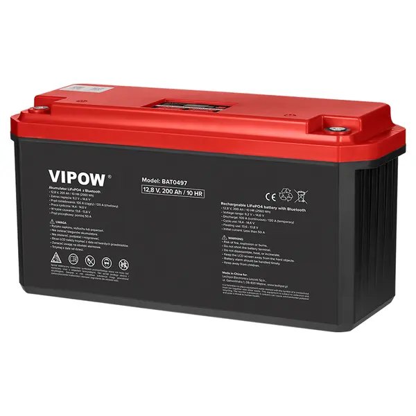 Acumulator lifepo4 vipow 8V 200AH, fara mentenanta, 484x241x170 mm