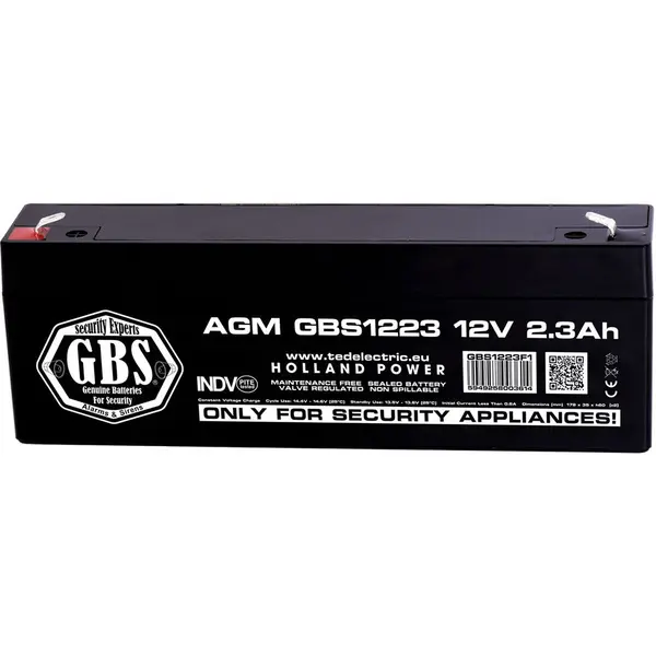 Acumulator pentru sisteme de alarma AGM TED A0114134, 12 V, 2.3 Ah, F1