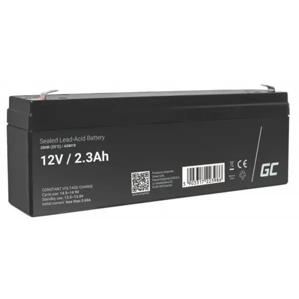 Acumulator plumb acid GreenCell 12V 2.3AH, terminal F1/T1, AGM18