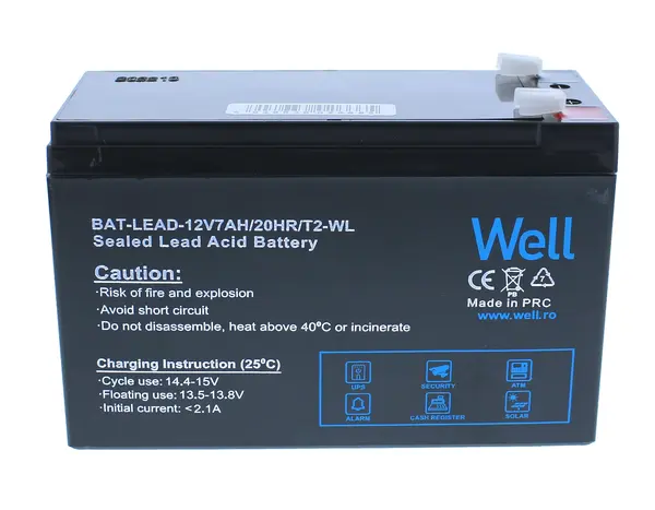 acumulator plumb acid well 12v 7ah, borne late, terminal t2