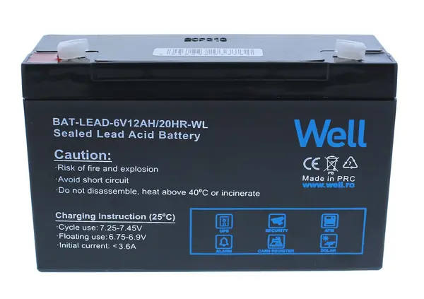 acumulator plumb acid well 6v 12ah, terminal t1
