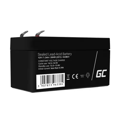 Acumulator stationar Green Cell AGM 12V 1.3Ah VRLA plum acid, baterie fara mentenanta,pentru jucarii, sisteme de alarma