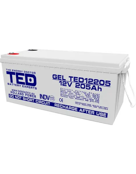 Acumulator VRLA 12V 205A GEL Deep Cycle 525mm x 243mm x h 220mm M8 TED Battery Expert Holland TED003522 (1)