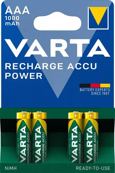 Acumulatori VARTA BLISTER, AAA, 1000mAh, 4 bucati