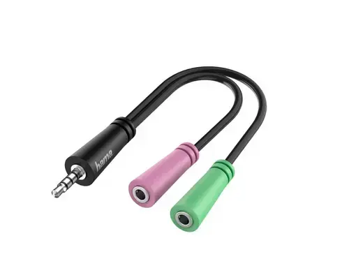 Adapter audio Hama 200352, Jack 3.5 mm - 2 x Jack 3.5 mm (Negru)