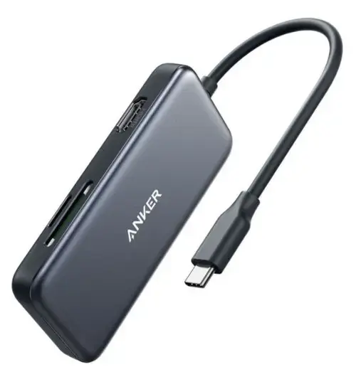 Adaptor Anker USB-C 5-in-1, 4K HDMI, 2xUSB-A, microSD, SD Card Reader (Negru)