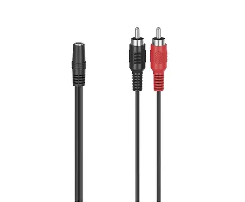Adaptor audio Hama 205186, Jack 3.5mm - 2 x RCA, 0.1m (Negru)