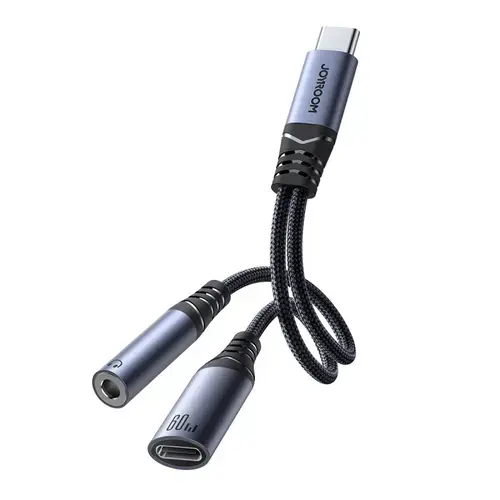 Adaptor audio Joyroom SY-C02, USB-C - 3.5mm / USB-C (Negru)