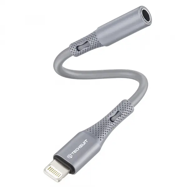 Adaptor Audio Lightning - 3.5mm Techsuit AC2 SoundFlex, Gri