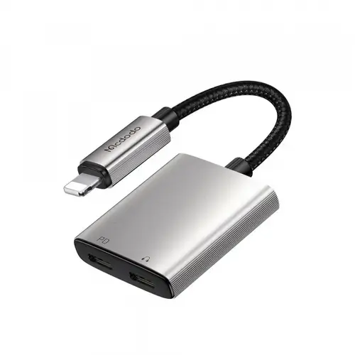 Adaptor audio McDodo CA-5560 Wales, Lightning - Lightning / Lightning (Gri)