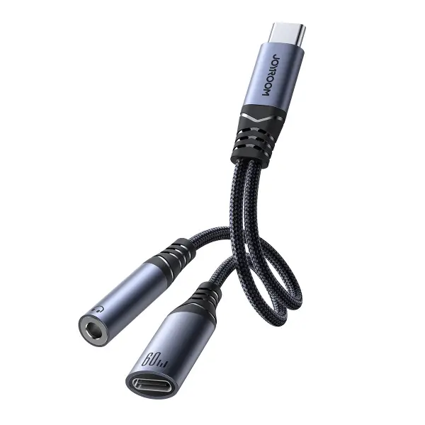 Adaptor Audio USB-C - 3.5mm / USB-C Joyroom SY-C02, Negru