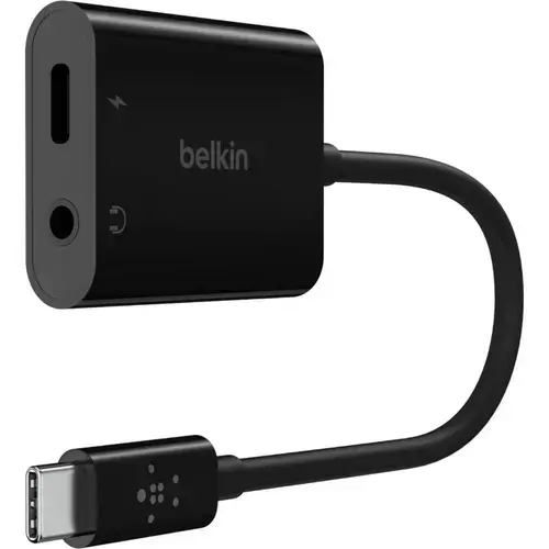Adaptor Belkin RockStar NPA004btBK, USB-C, Jack (Negru)
