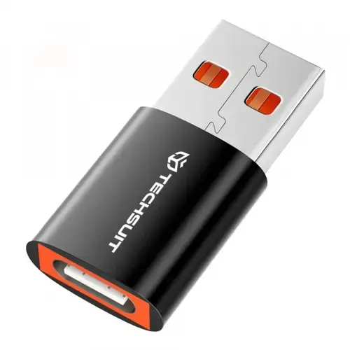Adaptor Date/Incarcare Techsuit A5 HyperPort, USB-C - USB-A (Negru/Portocaliu)