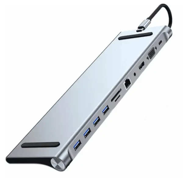 Adaptor Hub Multiport 11 in 1 USB C Docking Station pentru Laptop Q HU990