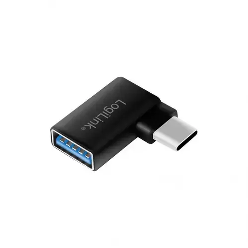 Adaptor Logilink AU0055 USB 3.2 A mama - USB type C tata in unghi 90 grade (Negru)