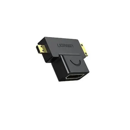 Adaptor MICRO HDMI+MINI HDMI M- HDMI F, UGREEN 20144 (negru)
