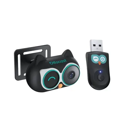 Adaptor multimedia Ottocast 2-in-1 Wireless CarPlay & Android Auto + Baby video monitor pentru masina 1080p, Plug&Play (Negru)