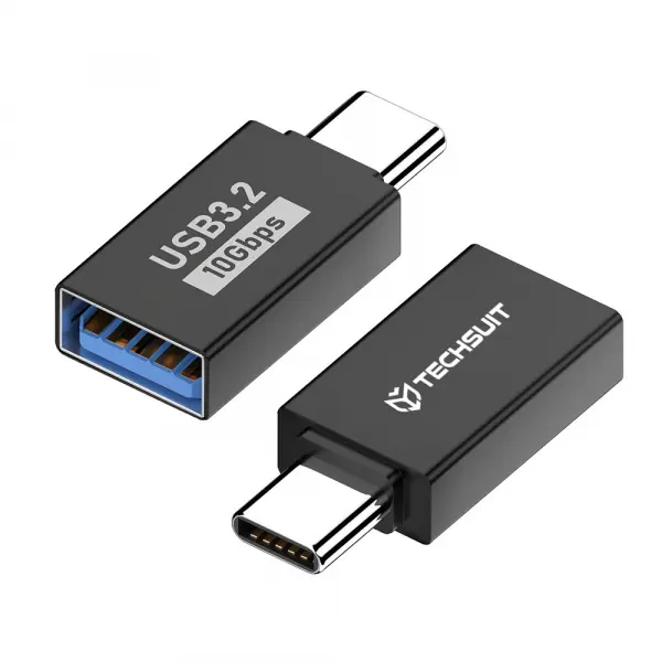 Adaptor OTG USB-C - USB-A Techsuit A14 AluCoreX, Negru