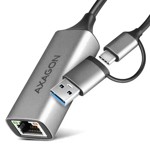 Adaptor placa de retea Axagon ADE-TXCA, USB 3.2 Gen 1, RJ-45 (Gri)