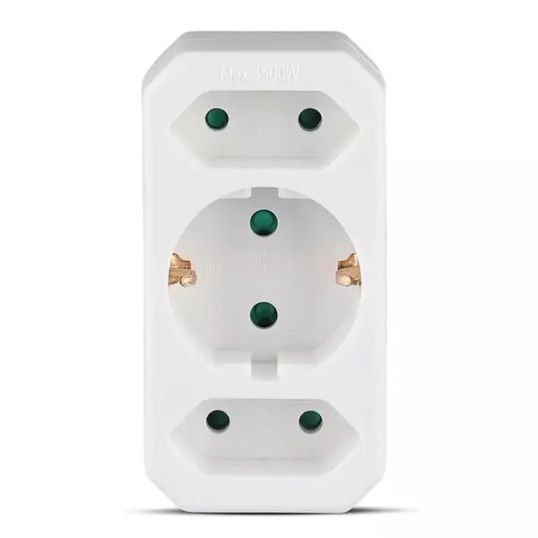 Adaptor priza 3 în 1, 1x16A + 2x2.5A, 3500W, IP20, V-atc