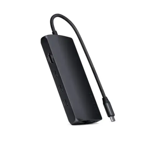 Adaptor Satechi USB-C Multiport, Hub, Docking Station 8K HDMI, Gigabite Ethernet V3, 4 x USB-C, Micro/SD (Negru)