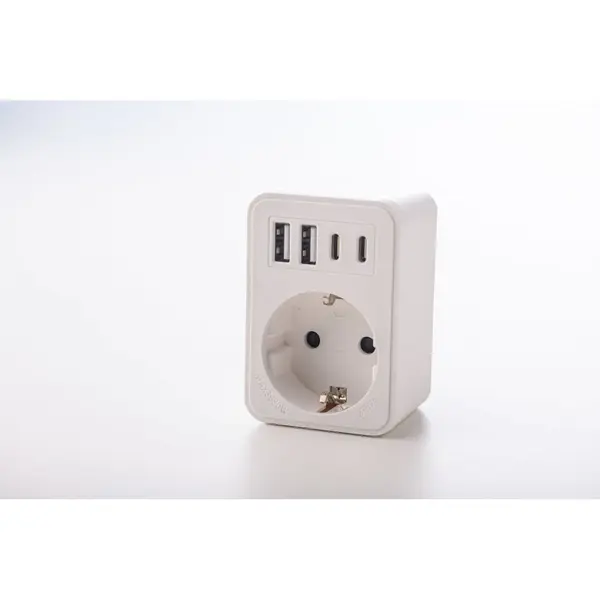 Adaptor simplu 1xSchucko, USB 2xtipA+2xtipC Strohm SM-A-CGZB1U1