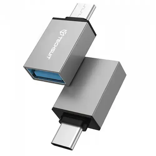 Adaptor Techsuit A13 DuoVoltX microUSB / USB-C - USB-A, 2 bucati