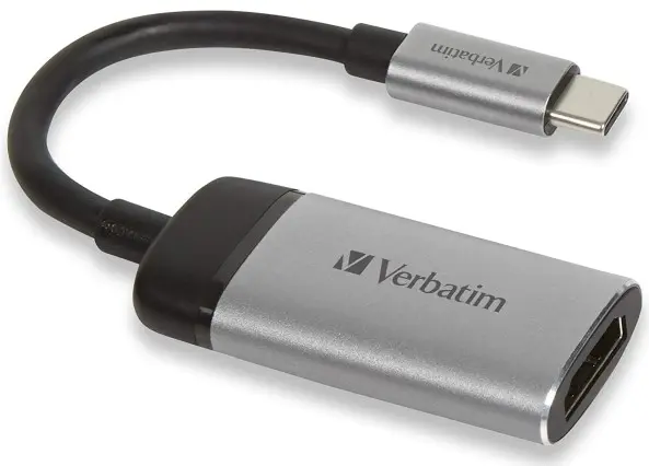 Adaptor Verbatim - USB-C/HDMI, 0.10 m, negru/argintiu