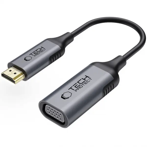 Adaptor Video Tech-Protect Ultraboost, VGA - HDMI, 1080P, Negru