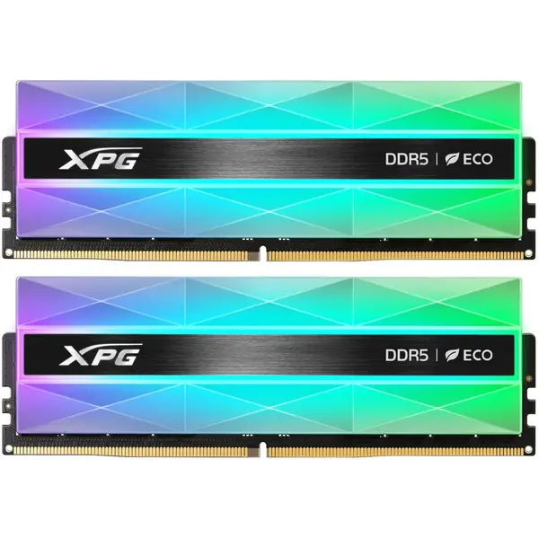 Adata Kit dual memorie RAM ADATA Lancer Neon RGB, Capacitate 32GB DDR5 (2x16 GB), Frecventa 6400, CL - 32, Argintiu