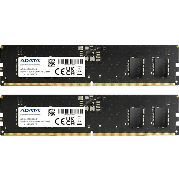 Adata Kit dual memorie RAM ADATA Premier Tray, Capacitate DDR5 16GB (2x 8 GB), Frecventa 4800 MHz, CL 40, Negru