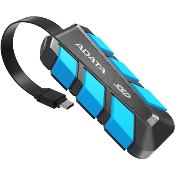 Adata SSD Extern ADATA SC740, capacitate 2 TB, USB-C 3.2, 10 Gbps, Negru / Albastru